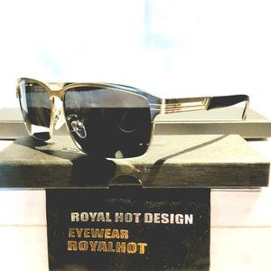 Unisex Polarized Sunglasses Brushed Silver 100%UV Rectangle Black Lens 61mm